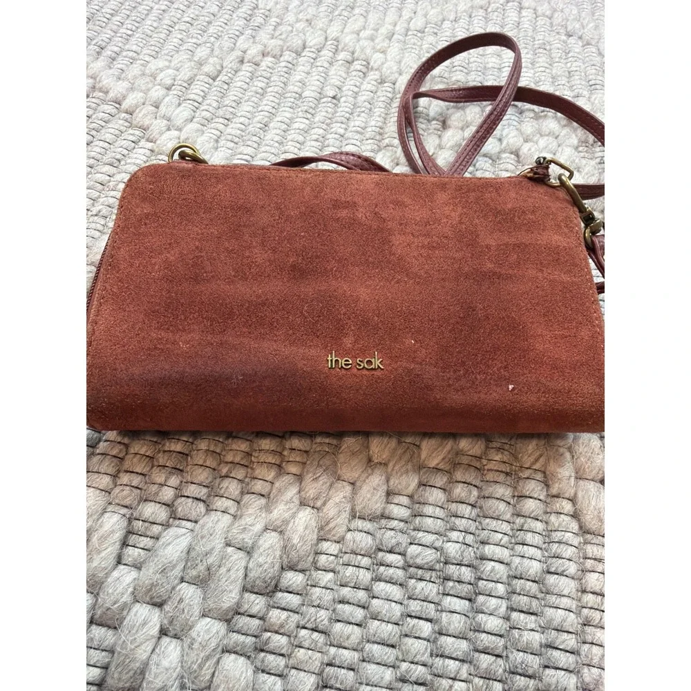 The Sak Crossbody Wallet Bag Women OS Patchwork Colorblock Suede Leather